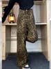 Jeans pour femmes esthétique Y2K Leopard Imprimé large jambe femme Fashion Casual High Taist Baggy Pantal