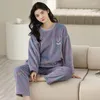 Kadınların Pijama 2024 Moda Kış Pazheli Homewear 2 Parçası Set Kalınlı Mercan Polar Nightwear Gençlik Kız Loungewear Pijama Femme Pour