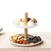 Plates Ceramic Plate Double Layer Cake Stand Fruit Tray Bread Dessert Pan Round White Snack Decorative