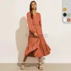 Sıradan Elbiseler Tasarımcı Elbise 2024 Sonbahar Yeni Fener Kollu Gençlik Etek Tatlı Elbise Kadın Lüks Uzun Elbise Artı Beden Elbiseler