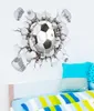 Football de football créatif fissuré 3D View Stickers muraux décoratifs pour enfants Décorations de chambre garçons à la maison PVC décor mural décals1774921