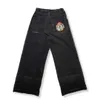 Черные джинсы панк забавный рисунок jnco джинсы y2k хип -хоп мешковатые джинсы Harajuku Gothic Wide Leg Straints Streetwear 240429