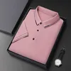 Heren katoenen polo shirt zomer basic korte mouw stevige kleur lichtgewicht grote revers tops 240426