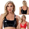 Frauen sexy wetlook glänzend Leder Push Up BH für Sex erotische Heiße Porno Tops Bodycon Damen glänzende Latexformingscheide Weste Sexi CatSuit Kostüme