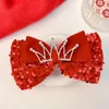 Accessori per capelli Princess Crown Children's Clip Seques Year Red Big Bow Girl Birthday Weada 3D Festival