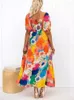 Sukienki swobodne letnia moda elegancka damska sukienka w szyku w szyku francuskie rękawy bąbelkowe wolne wakacje w wiatrze płatek kwiatowy
