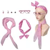 Parti Malzemeleri 1950'ler Pembe Bayanlar Head Band Gözlük Küpe Eşarp Film Greas Cosplay Costume Accessroies Retro Kadınlar Fantasia Masquerade