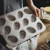 Bakning formar 12 kavitet tung stål kaka mögel madeleine panna oliver formade bricka kök baksida nonstick verktyg