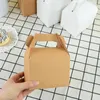 Gift Wrap 5Pcs Kraft Paper Portable Cake Boxes Candy Packing Bags Wedding Birthday Christmas Party Baking Box Supplies