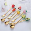 Lepels roestvrijstalen lepel vork cartoon fruit macaron dessert forks kinderen set keuken accessoires