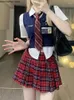 Vêtements de vêtements japon mode kawaii school uniforme femme coréen mignon anime étudiant fille cosplay vil de pull à col en v-cou et mini jupe