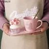 Kubki Prosta ceramiczna filiżanka do kawy i spodek set śniadaniowy przekąsek popołudniowa herbata kreatywny europejski styl ze złotym 201-300 ml