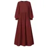 Vêtements ethniques Zanzea Abaya Turquie Hijab Robe Retro Musulman Robe Femme Long Puff Slve Dubai Sundress Robe Casual Solid Islamic Clothing T240510