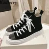 Casual Shoes High Top Sneakers Women Round Toe Lace Up Running Woman String Bead Cow Suede Comfort Flat Women's Sports