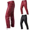 Men's Pants 2024 New Hot Selling Mens Gothic Leather Pants Fashion Shoulder Straps Rock Motorcycle Leather Pants American PU Leather PantsL2405