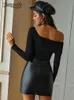 Benuynffy Black PU Cuero faldas para mujer Otoño Invierno Sexy High Street Bodycon Mini falda Falda de cintura alta 240506