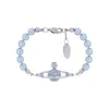 Branco Westwoods blu e bianco Diamond Saturno Bracciale per Pearl Womens Fashi