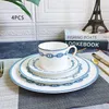 European Ceramic Western Dinner Plate Set Steak Coffee Salad Tray Dinnerware Full Simple Design 10 4 PCS 240508