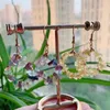 Orecchini a pennello Pietra di cristallo naturale per le donne patatine minerali Nappina di fiori in quarzo fluorite Ametisti per orecchini viola guarigione