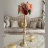 Vazolar altın mum tutucular 50cm/20 "Çiçek vazo şamdan düğün dekorasyon masası merkez parçaları raf yol kurşun