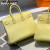 Handbag Women BrKnns Swift Leather Handswen 7A Bolsa artesanal de couro Swift 25cm amarelo 2022 verão