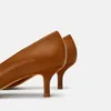 Zapatos de vestir tacones altos puntosas tacón tacón marrón