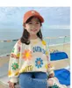 Spring and Automn Childrens Cotton Cute Flower Sports Shirt Baby Girl Zipper Jumping Childrens Vêtements Sports Sports Top 1-12 ans 240506