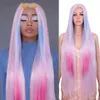 Lace Wigs FREEDOM Synthetic Lace Wig 38 Inch Deep Part Long Straight Wig Ombre Pink Cosplay Wigs Lace Front Wigs For Black Women and white Women