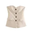 Vrouwen mouwloze sexy off schouderbuis top met een enkele borsten blazer vest tank tops XSSML