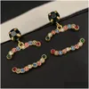 Stand Charm Earring Loop Drop Designer Ear 18K Orecchini in rame placcati in oro Fashion Brand Brand Letter Crystal Rhinestone Gioielli perle Otufn