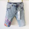 Purple Jeans Shorts Мужские короткие дизайнерские джинсы прямые отверстия повседневные ночные клубы Blue Ksubi Jeans Женские шорты в стиле роскошной патч с тем же стилем фиолетовый короткий 278