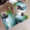 Baignoire tapis zen set Green Bamboo Bouddha Swan Pink Lotus Flowers Spa Spa Home DoorMat Bathroom Decor Floor Taps Couvercle du couvercle du couvercle de la toilette