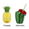 Wasserflaschen 1PC Schöne Lebensmittelqualität Plastik Summer Strohhalm Cartoon Obst Erdbeer Ananas Wassermelonflasche Getränk Getränk Geschenk