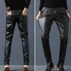 Men's Pants Fashionable pockets with smooth surface artificial leather casual and wear-resistant mens summer pants mens motorcycle pants maintain fashionL2405