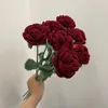 Decorative Flowers Artificial Flower Living Room Decoration Burgundy Roses Single Bouquet Wedding Fake Dried Ornaments