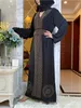 Etniska kläder Nya afrikanska hösten Abaya för kvinnor Dubai Islamiska klänning svarta diamanter Långt Slve Arab Muslim Evening Dress Party Clothing T240510