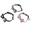 Appareils à chiens Aquarement à nœud papillon Couleur Skin Friendly Safe Backle Plaid Pet Collar Coup mignon élégant avec cloche pour la fête chat quotidiennement