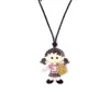 Huilin Ganzes schwarzes Wachs -Seilketten und süßes Softballmädchen mit Schmuck Halskette mit mehrfarbiger Kristalljudenanhänger für 9555415