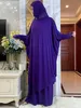 Abbigliamento etnico Nuovo eid con cappuccio musulmano donne hijabs abbigliamento indumento ramadan pipistrello slve vestiti a due pezzi set niqab islam dubai modesto abito t240510