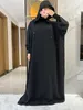 Etniska kläder 2024 Nya Ramadan Muslim Två hattar Abaya Dubai Turkiet Islam Bönkläder 100% bomullstygklänningar Islam Kvinnor klär Kaftan T240510