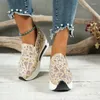 Casual Shoes Sneakers Women Wedge Sequin Mesh Breathable Female Gold Silver Platform Sneaker Height Increasing Ladies