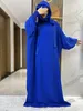 Etniska kläder 2024 Nya Ramadan Muslim Två hattar Abaya Dubai Turkiet Islam Bönkläder 100% bomullstygklänningar Islam Kvinnor klär Kaftan T240510