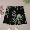 Skirts Green Octopus! Mini Skirt Women Clothing Korean Style Clothes 2024 Satin In