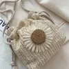 Школка Sun Flower Graphic Соломенная сумка винтажный пляж пляж женский кросс -кошелек мини Мини -цветочный декор