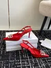 Summer Designer Square Knife Sandals Scarpe da donna Slingback puntato in pelle di punta in pelle rossa rossa nero sexy pompe da sposa Elegante passeggiata EU35-42