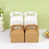 Gift Wrap 5Pcs Kraft Paper Portable Cake Boxes Candy Packing Bags Wedding Birthday Christmas Party Baking Box Supplies 2024