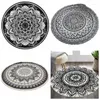 Tapijten zwart en wit chique mandala bohemian met kwastjes rond flanel vloer tapijten cirkel tapijt indoor worp voor woonkamer slaapkamer