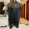 Vêtements ethniques 2022 Femmes africains Abaya Long Robe High Sequins broderie Hobe musulmane DUBAI Dubaï Maroccain Kaftan Turkish Islamic Clothing T240510