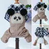 Appareils pour chiens Excellent habit à saut lavé pour animaux de compagnie adorable habillage de dessin animé Panda Plaid