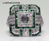 Crystal de cristal quadrado vintage anel de dedo MIDI para mulheres garotas largura de pedra verde zircão anéis